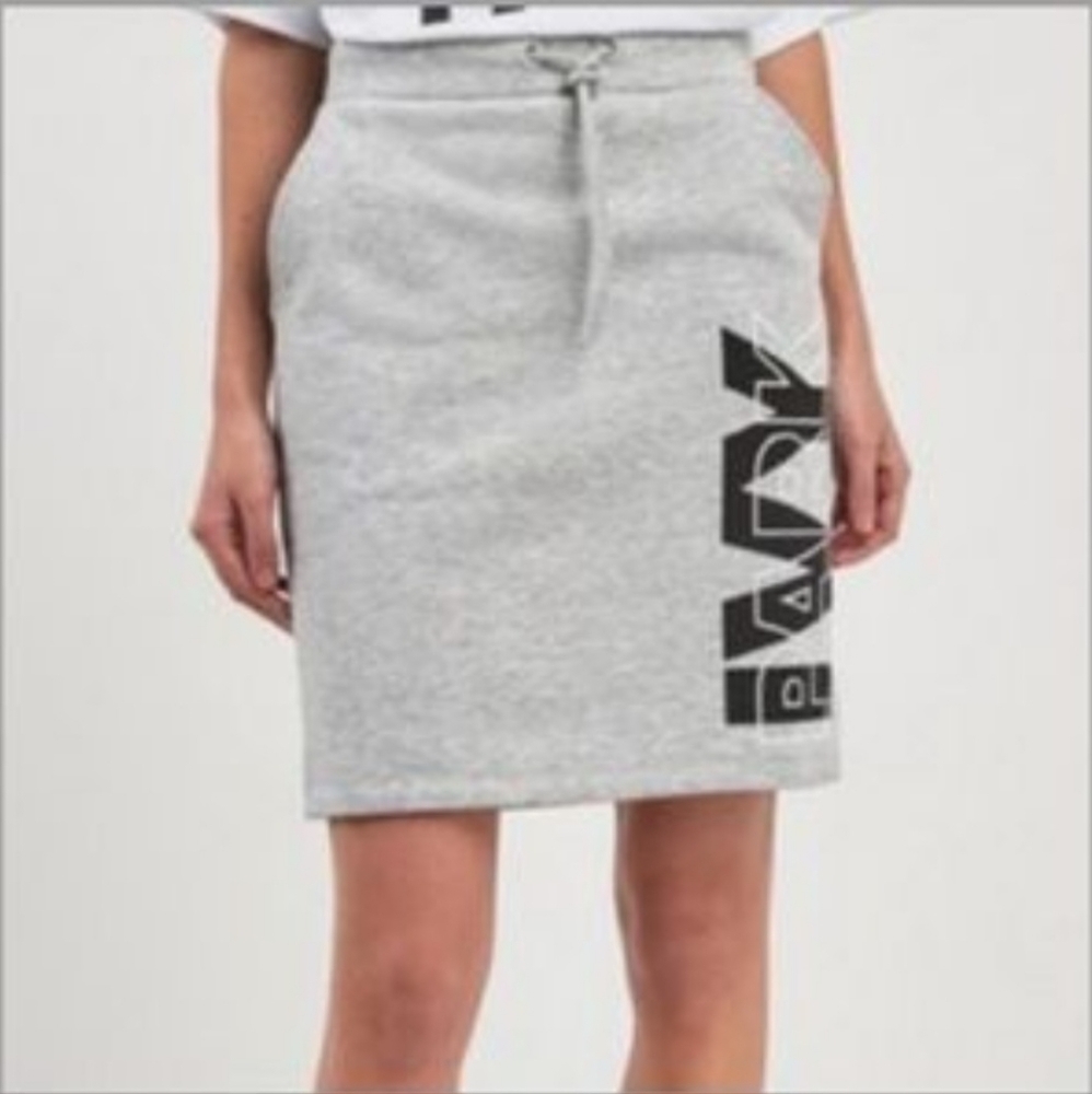 Ivy Park Women's Logo Skirt Athletic Fleece Grey Drawstring Waist